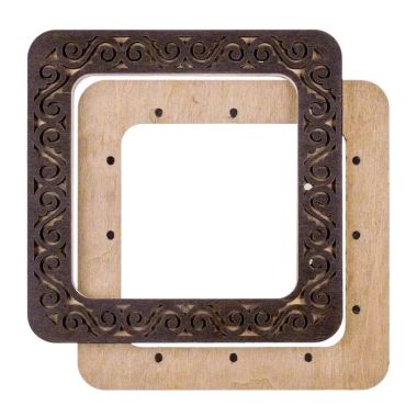 Wonderland Crafts Magnetic Embroidery Frame FLMP-006 – Dark Wood, Medium, 4″ × 4″