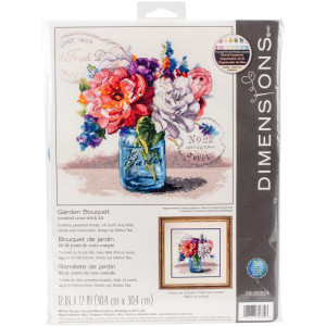 Counted Cross Stitch Kit 12"X12"-Garden Bouquet, Dimensions, 70-35334