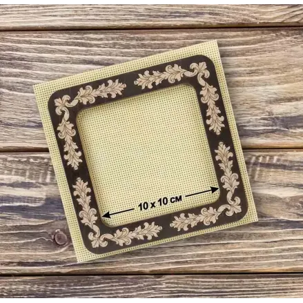 Wonderland Crafts Magnetic Embroidery Frame FLMP-025 – Baroque Dark Wood, Medium, 4″ × 4″