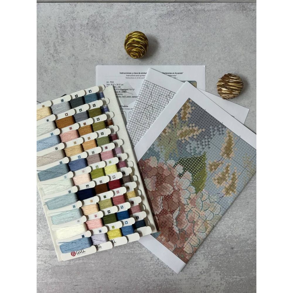 AVA Counted Cross Stitch Kit P052 – Hydrangeas in Watercolor
