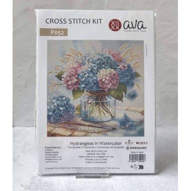 AVA Counted Cross Stitch Kit P052 – Hydrangeas in Watercolor