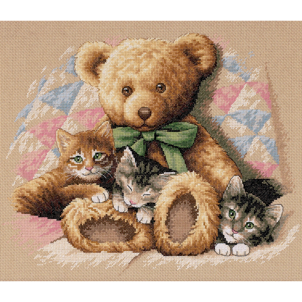 Counted Cross Stitch Kit Teddy & Kittens, Dimensions 35236