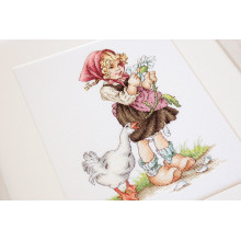 Cross Stitch Kit Girl with Goose, Luca-S B1047