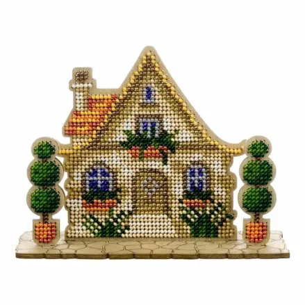 Wonderland Crafts Wooden Bead Embroidery Kit FLK-589 – House With Topiary