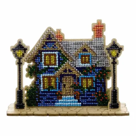Wonderland Crafts Wooden Bead Embroidery Kit FLK-588 – House with Lanterns