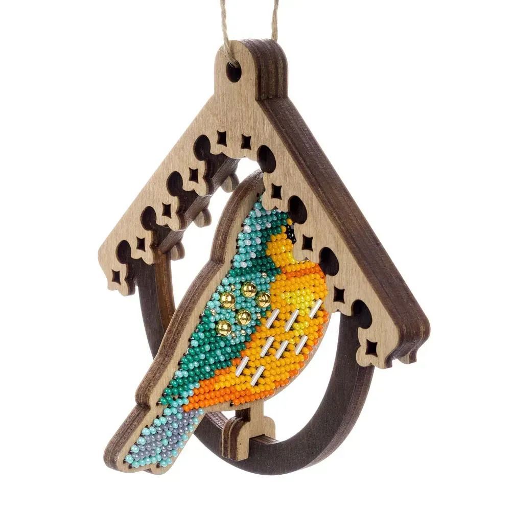 Wonderland Crafts Wooden Bead Embroidery Kit FLK-580 – Bird in Birdhouse