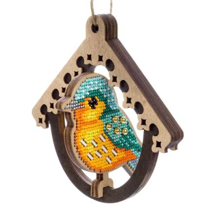 Wonderland Crafts Wooden Bead Embroidery Kit FLK-580 – Bird in Birdhouse