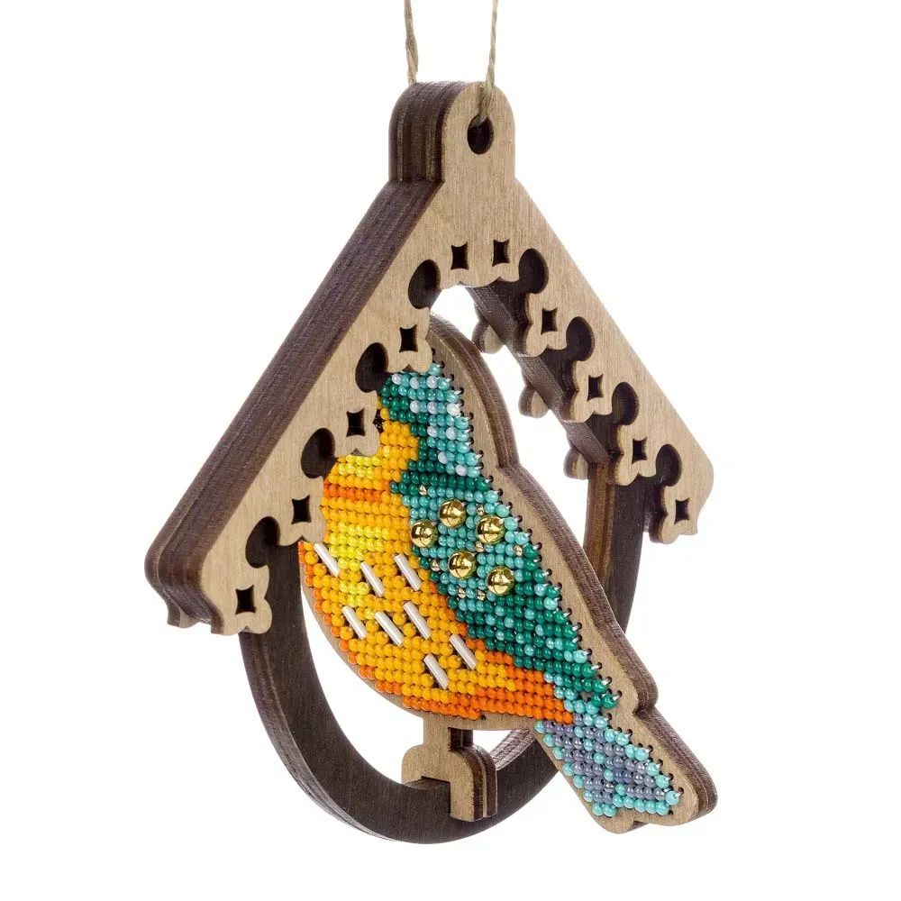 Wonderland Crafts Wooden Bead Embroidery Kit FLK-580 – Bird in Birdhouse