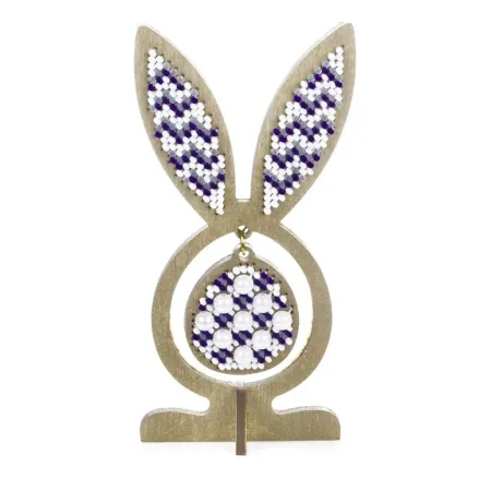 Wonderland Crafts Wooden Bead Embroidery Kit FLK-577 – Egg With Ears Lilac Mood
