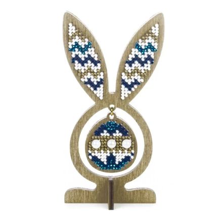 Wonderland Crafts Wooden Bead Embroidery Kit FLK-576 – Egg With Ears Blue Fairy Tale