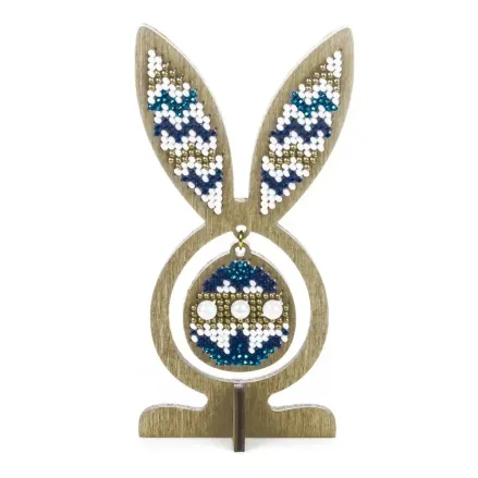 Wonderland Crafts Wooden Bead Embroidery Kit FLK-576 – Egg With Ears Blue Fairy Tale