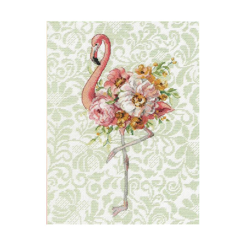 Counted Cross Stitch Kit 9"X12"-Floral Flamingo, Dimensions, 70-35409