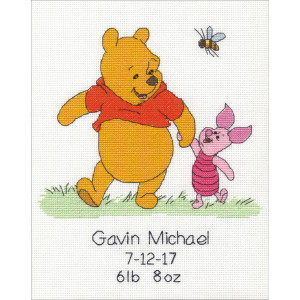 Counted Cross Stitch Kit 8"X10"-Winnie The Pooh Birth Record, Dimensions, 70-35357