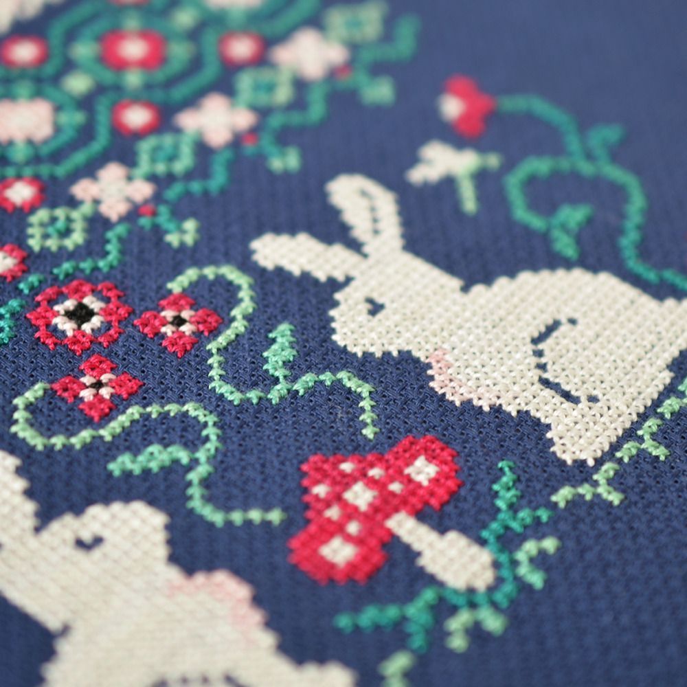 Summer Night Cross Stitch Kit – Tela Artis X-035 – Bunny and Floral Sampler  Botanical Embroidery