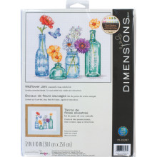 Counted Cross Stitch Kit 12"X10"-Wildflower Jars, Dimensions, 70-35397