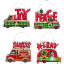 Counted Cross Stitch Kit Holiday Truck Ornaments, Dimensions 70-08974