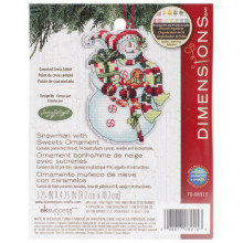 Counted Cross Stitch Kit Snowman with Sweets Ornament, Dimensions 70-08915
