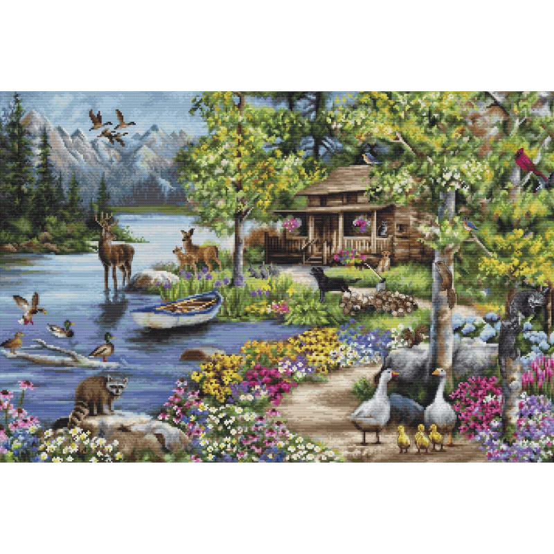 Cross Stitch Kit Luca-S  Cabin By The Lake B2410