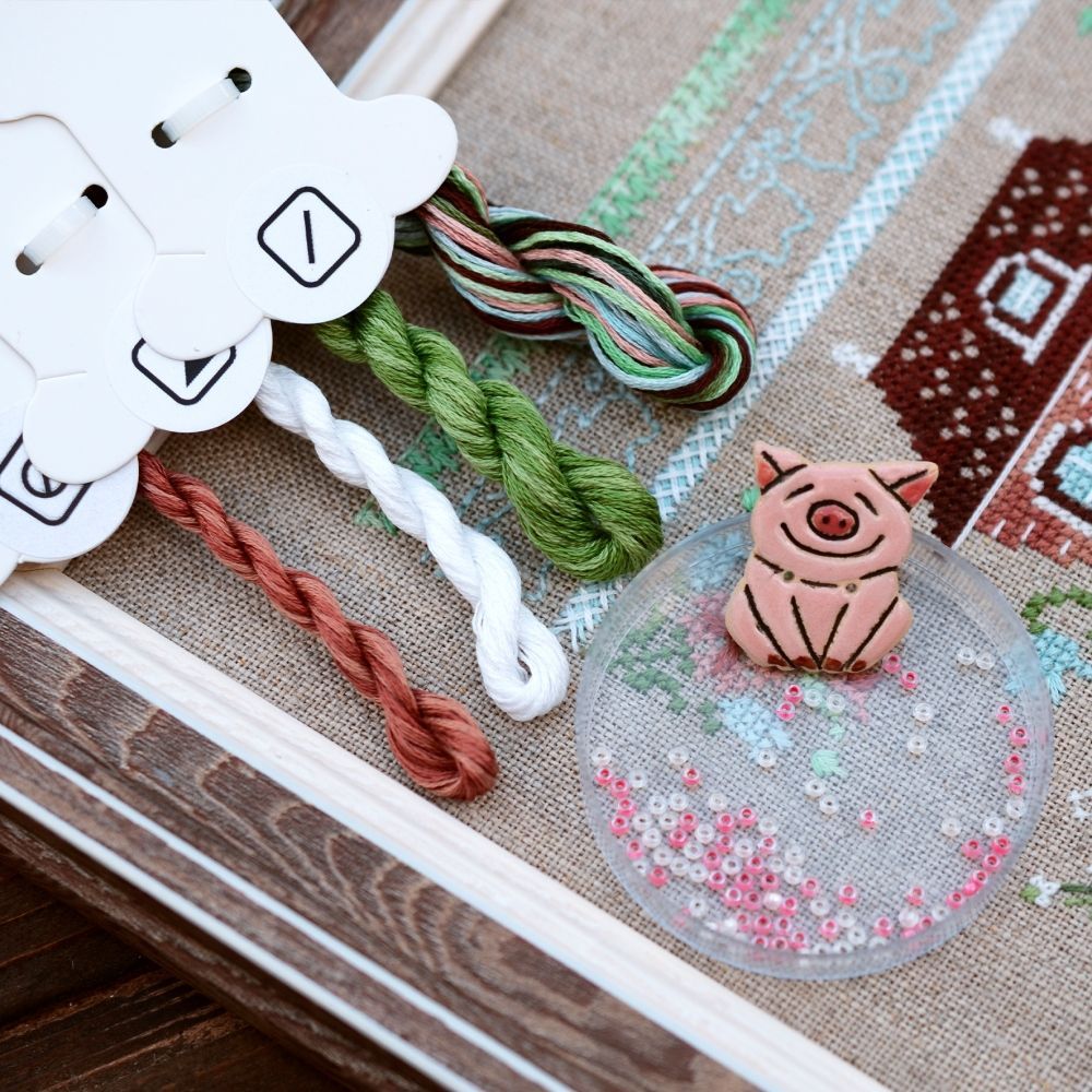In a puddle Cross Stitch Kit – Tela Artis X-038 – Sampler – Hand-dyed Threads