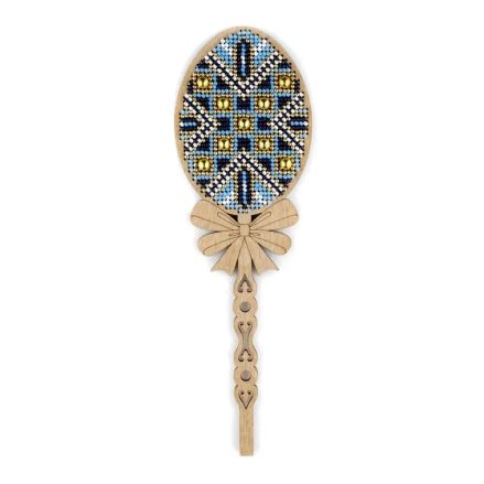 Wonderland Crafts Wooden Bead Embroidery Topper FLK-539 – Blue & White Easter Egg