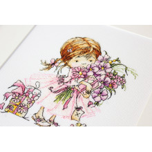 Cross Stitch Kit Girl with a Bouquet, Luca-S B1055