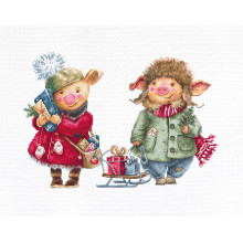 Cross Stitch Kit Christmas Pigs, Luca-S B1161