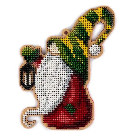 Wonderland Crafts Wooden Bead Embroidery Kit FLK-502 – Christmas Ornament Gnome with Lantern