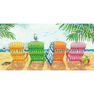 Counted Cross Stitch Kit 7"X14"-Beach Chairs, Dimensions, 70-35325