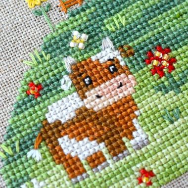 In the pasture Cross Stitch Kit – Tela Artis X-039 – Sampler – Hand-dyed Threads