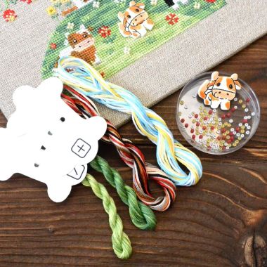 In the pasture Cross Stitch Kit – Tela Artis X-039 – Sampler – Hand-dyed Threads