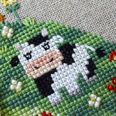 In the pasture Cross Stitch Kit – Tela Artis X-039 – Sampler – Hand-dyed Threads