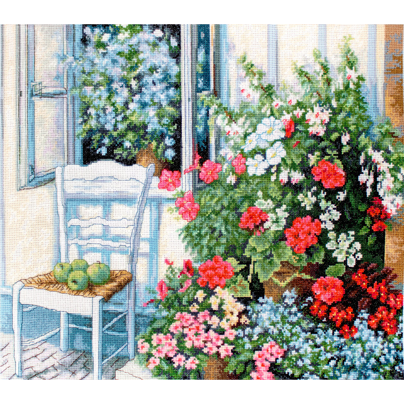 Cross-Stitch Kit Terrace with Flowers, Luca-S BU4017