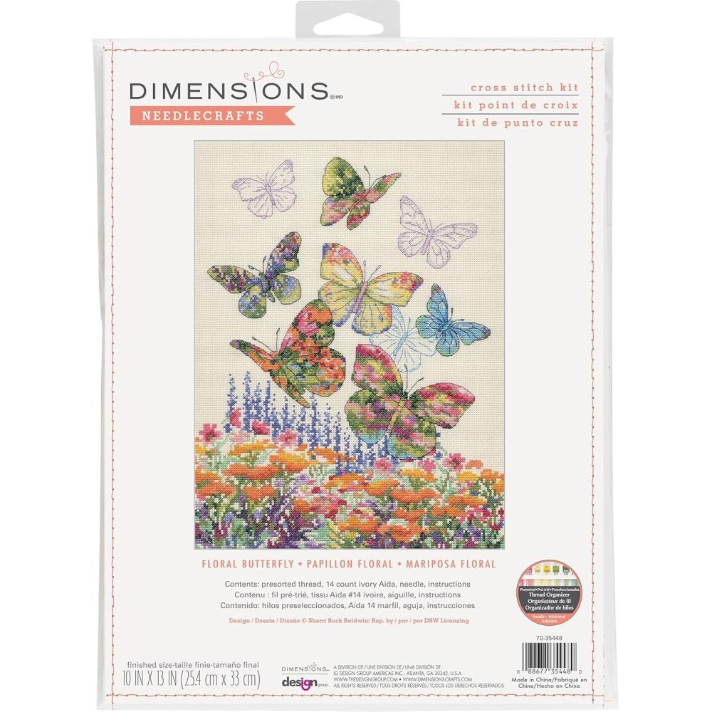 Dimensions Counted Cross Stitch Kit 70-35448 – Floral Butterfly