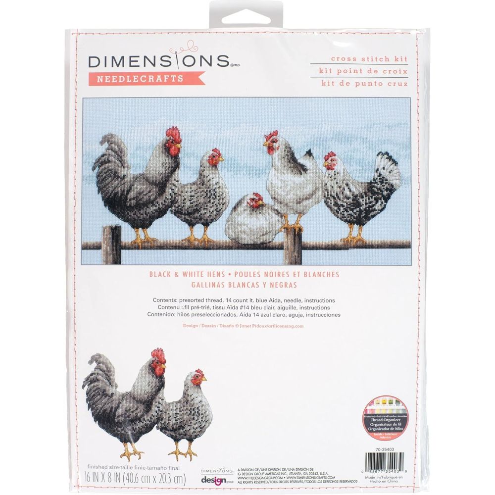 Dimensions Counted Cross Stitch Kit 70-35403 – Black & White Hens