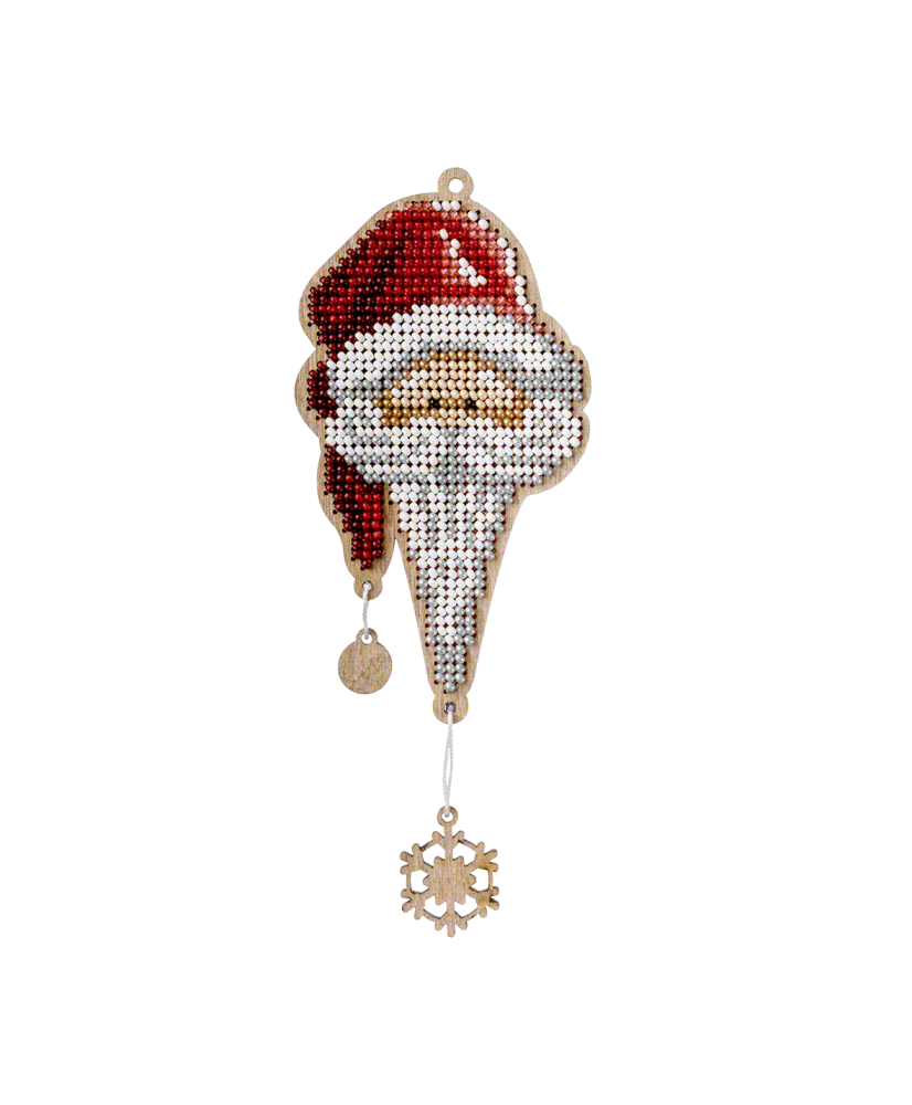 Bead Embroidery Kit On Wood, Santa, Wonderland Crafts FLK-458