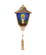 Bead Embroidery Kit on Wood, Lantern with a Candle, Wonderland Crafts FLK-453