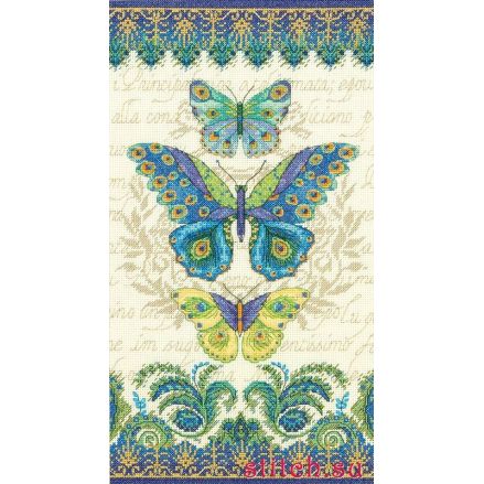 Counted Cross Stitch Kit 8"X15"-Peacock Butterflies, Dimensions, 70-35323