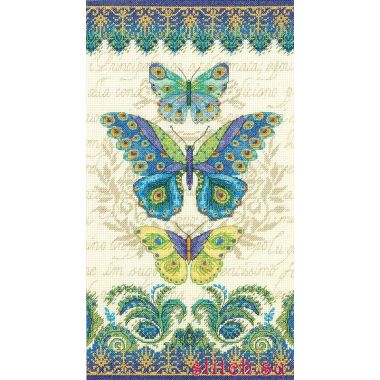 Counted Cross Stitch Kit 8"X15"-Peacock Butterflies, Dimensions, 70-35323