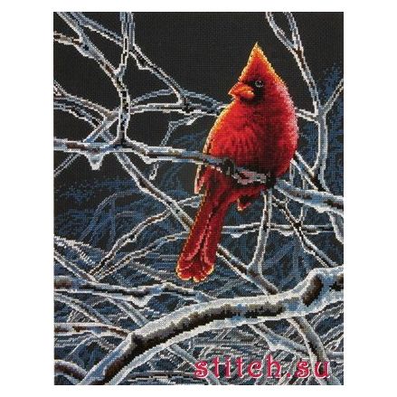 Counted Cross Stitch Kit 11"X14"-Ice Cardinal, Dimensions, 70-35292