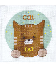 Counted Cross Stitch Kit Cat from World of animals, Crystal Art BT-201
