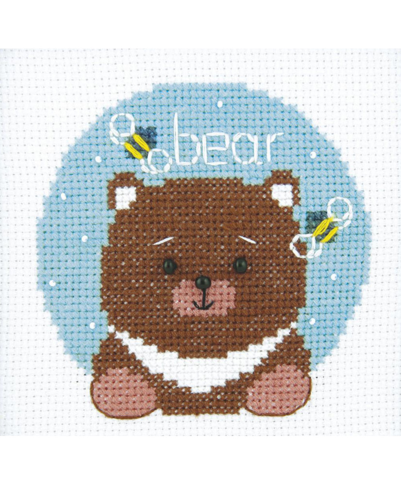 Counted Cross Stitch Kit Bear from World of animals, Crystal Art BT-202