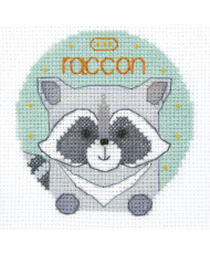Counted Cross Stitch Kit Raccoon from World of animals, Crystal Art BT-204