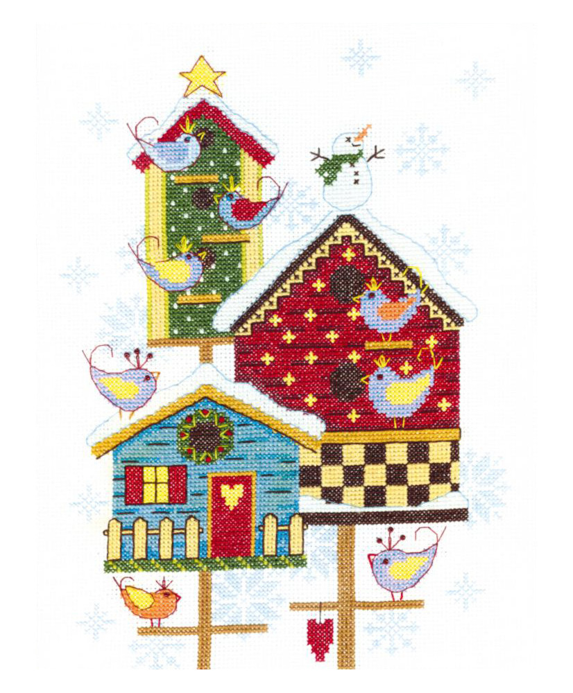 Counted Cross Stitch Kit Nestling box in winter, Crystal Art BT-135