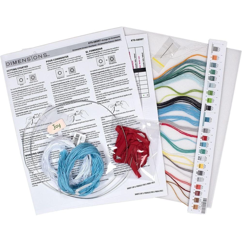 Dimensions Counted Cross Stitch Kit 70-08997 – Vintage Jar Ornaments