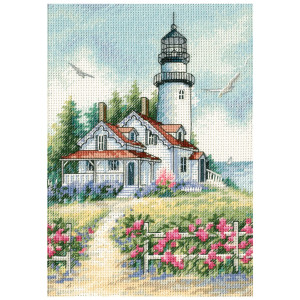 Counted Cross Stitch Kit 5"X7"-Scenic Lighthouse, Dimensions, 65057