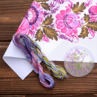 Petrykivka Beauty Cross Stitch Kit – Tela Artis X-051 – Hand-dyed Threads