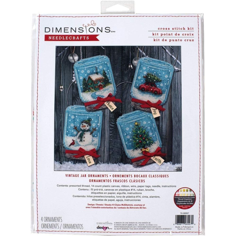 Dimensions Counted Cross Stitch Kit 70-08997 – Vintage Jar Ornaments