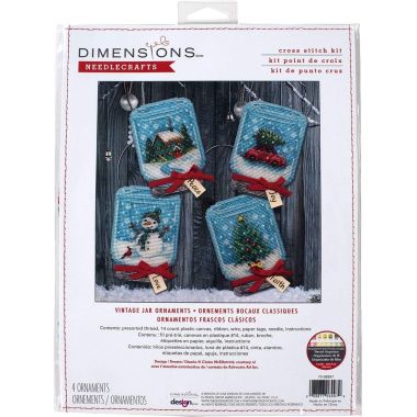 Dimensions Counted Cross Stitch Kit 70-08997 – Vintage Jar Ornaments