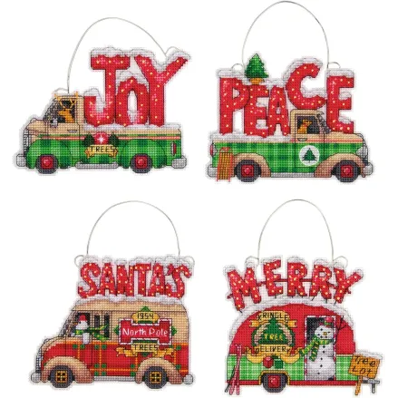 Dimensions Counted Cross Stitch Kit 70-08974 – Holiday Truck Ornaments