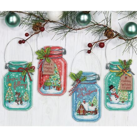 Dimensions Counted Cross Stitch Kit 70-08964 – Christmas Jar Ornaments